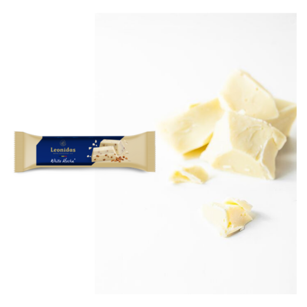 Bara ciocolata alba cu perle mocha 50g