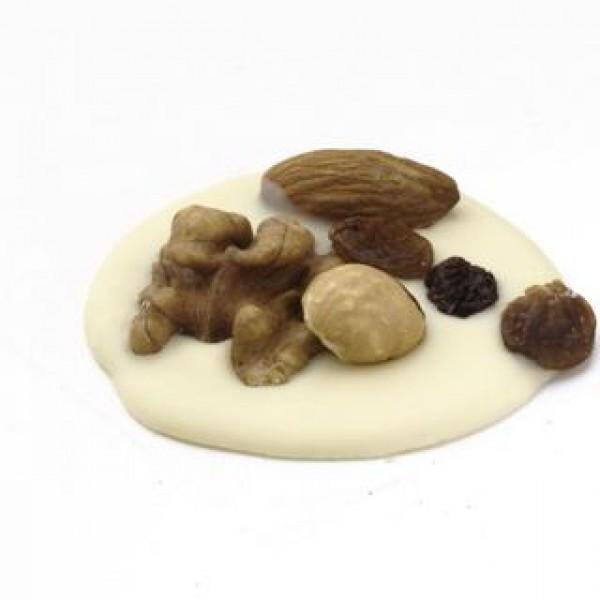 Mendiant ciocolata alba fructe uscate pralina belgiana Leonidas